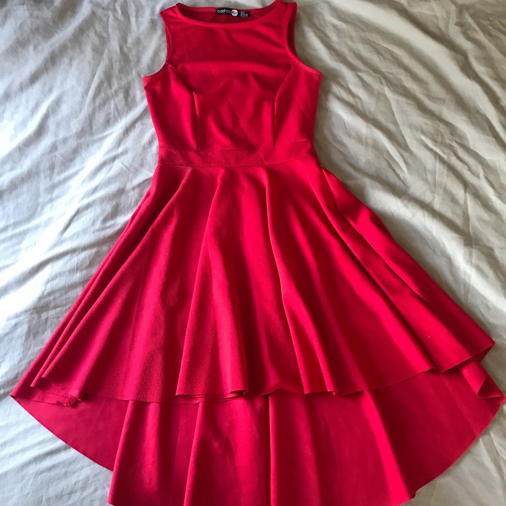 Red High/Low Midi Dress